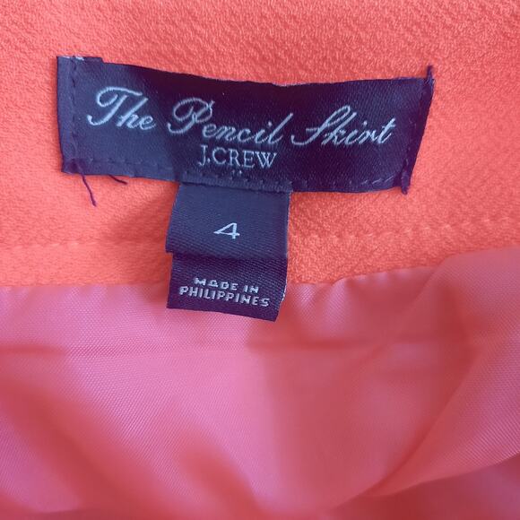 J. Crew The Pencil Skirt Lined Side Slant Pockets Back Zip Bright Orange Size 4 - Picture 4 of 6